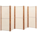 Paravent 5 Panneaux Tissu Crème Grand Format 350×180 cm