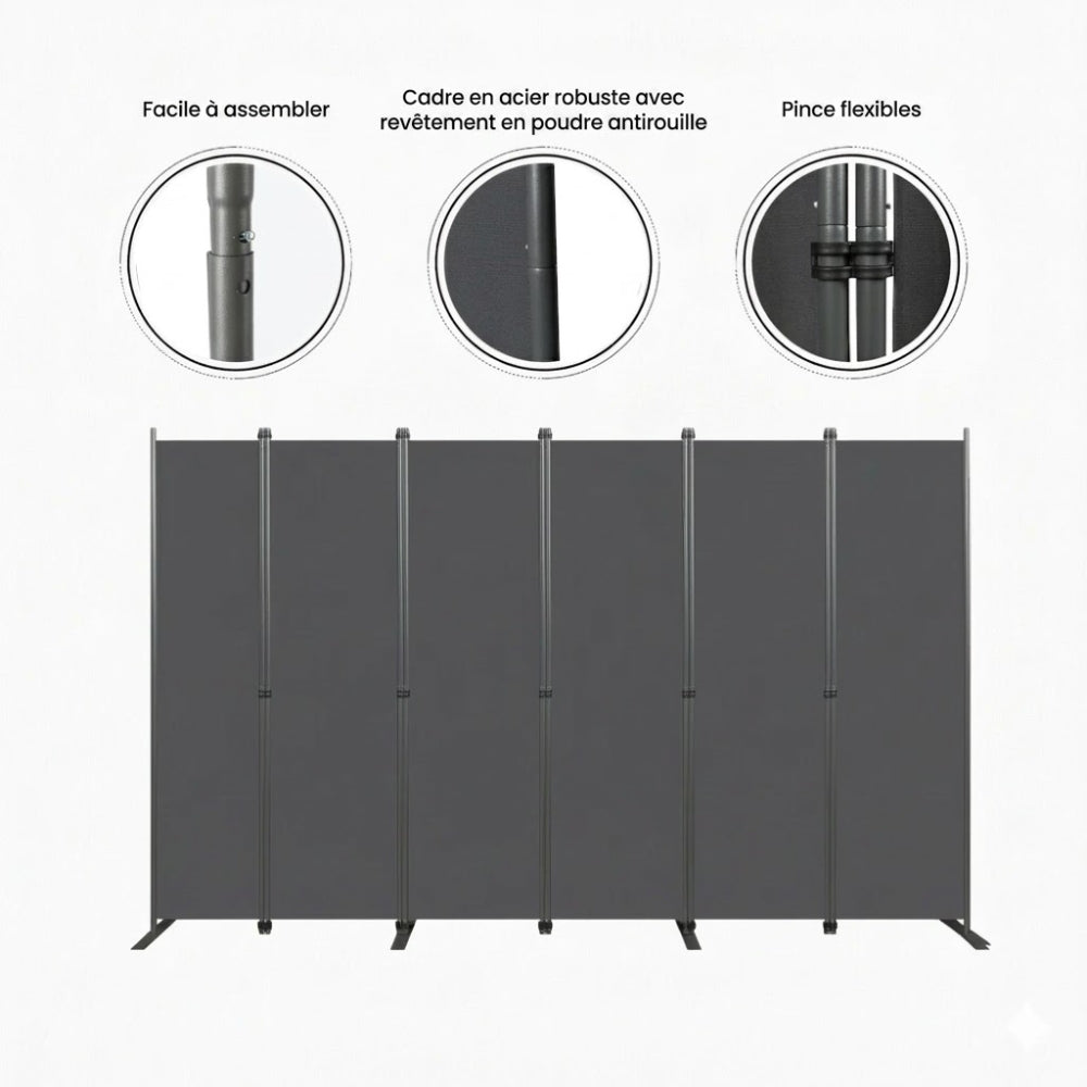 Paravent 6 Panneaux Grand Format 304 × 180 cm — Cloison Bureau & Open Space