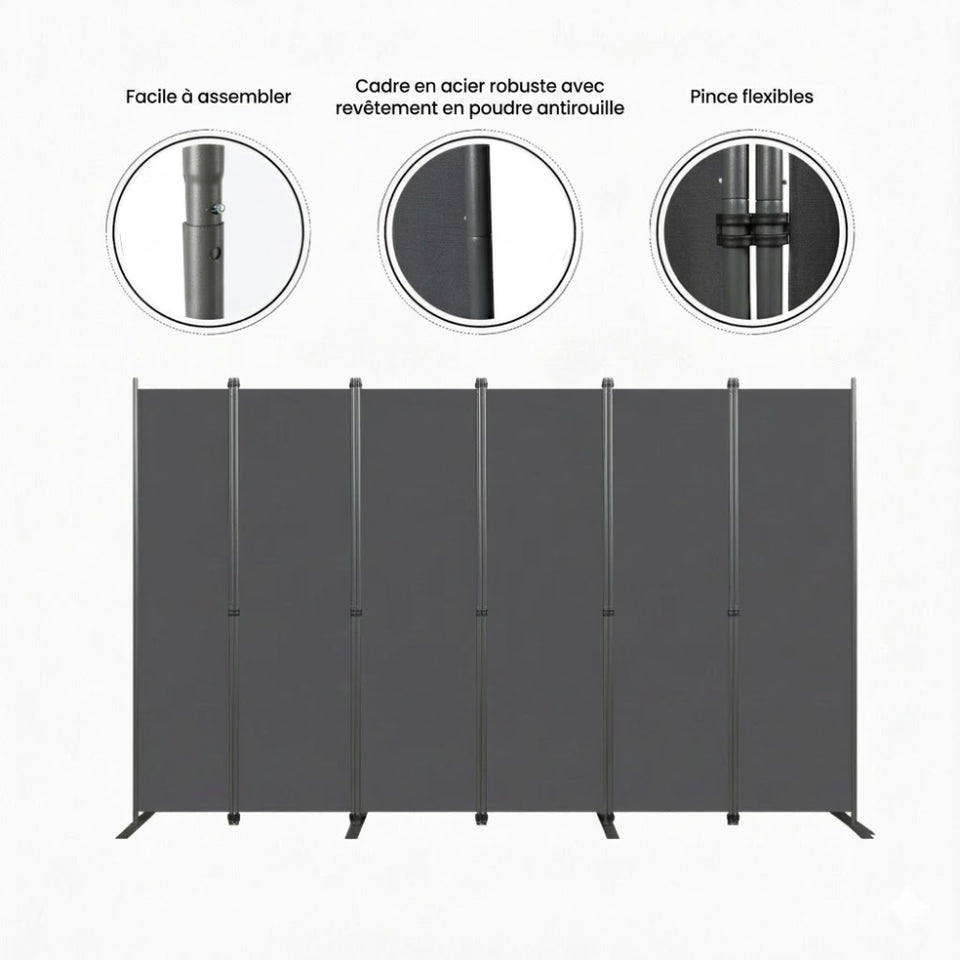 Paravent 6 Panneaux Grand Format 304 × 180 cm — Cloison Bureau & Open Space