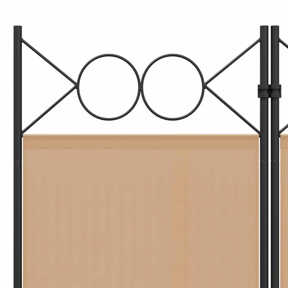 Paravent 6 Panneaux Tissu Beige — Cloison Pliable, Protection Solaire & Intimité