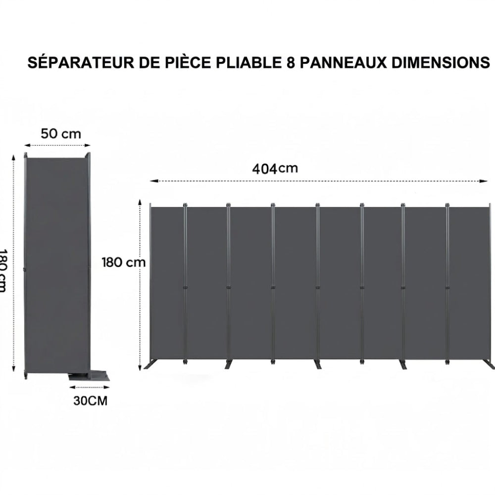 Paravent 8 Panneaux Grand Format 404 × 180 cm — Cloison Bureau & Open Space