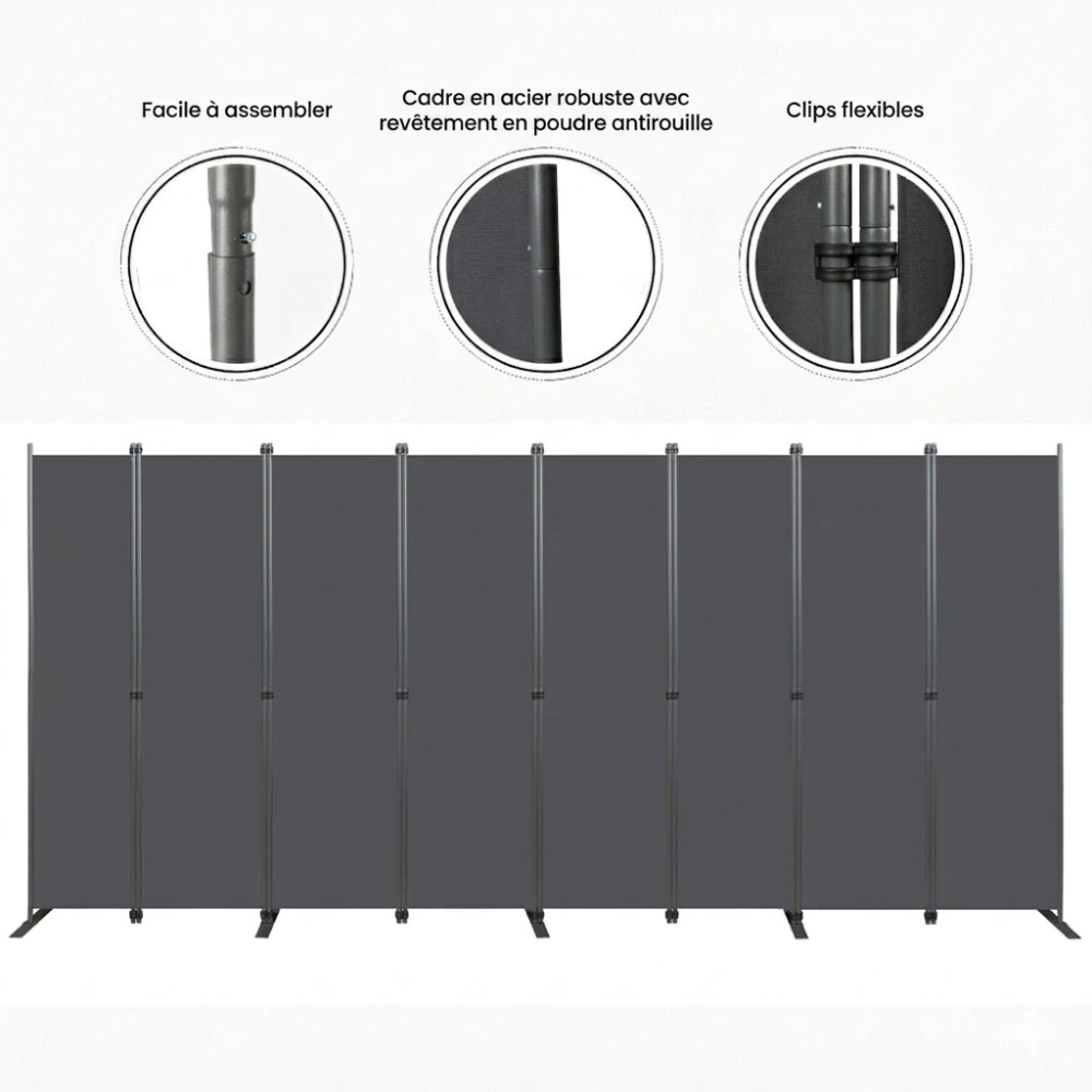 Paravent 8 Panneaux Grand Format 404 × 180 cm — Cloison Bureau & Open Space