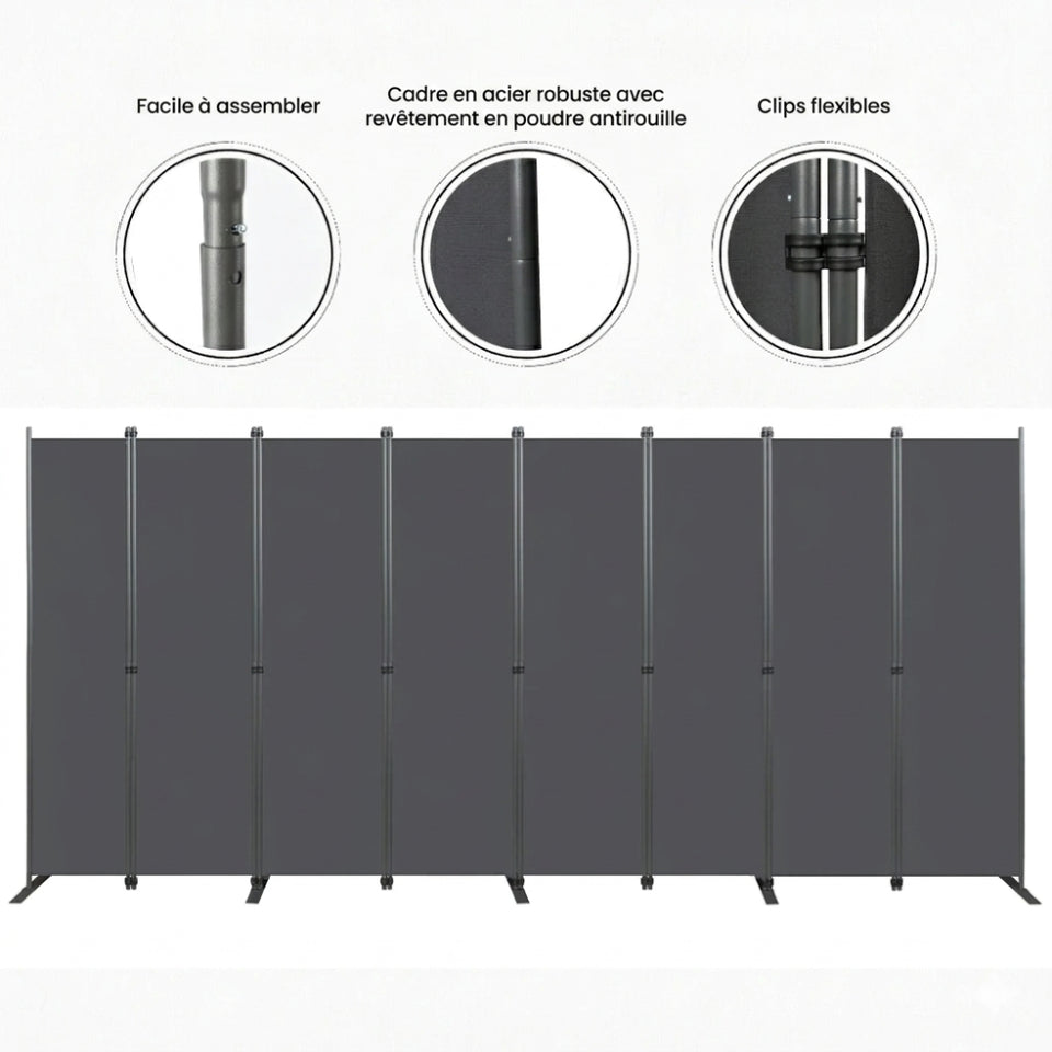 Paravent 8 Panneaux Grand Format 404 × 180 cm — Cloison Bureau & Open Space