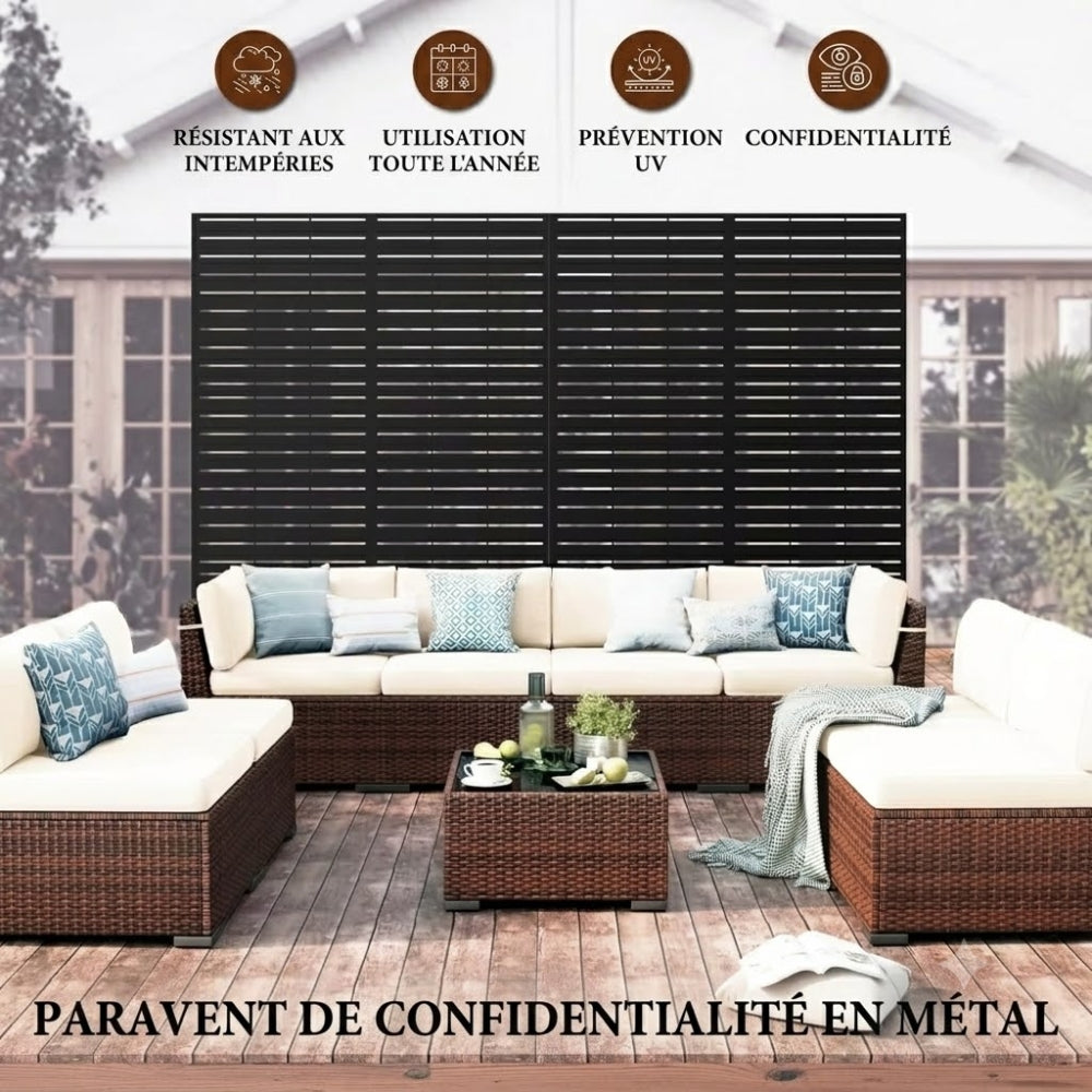 Paravent Acier Modulable Noir 180×100 cm