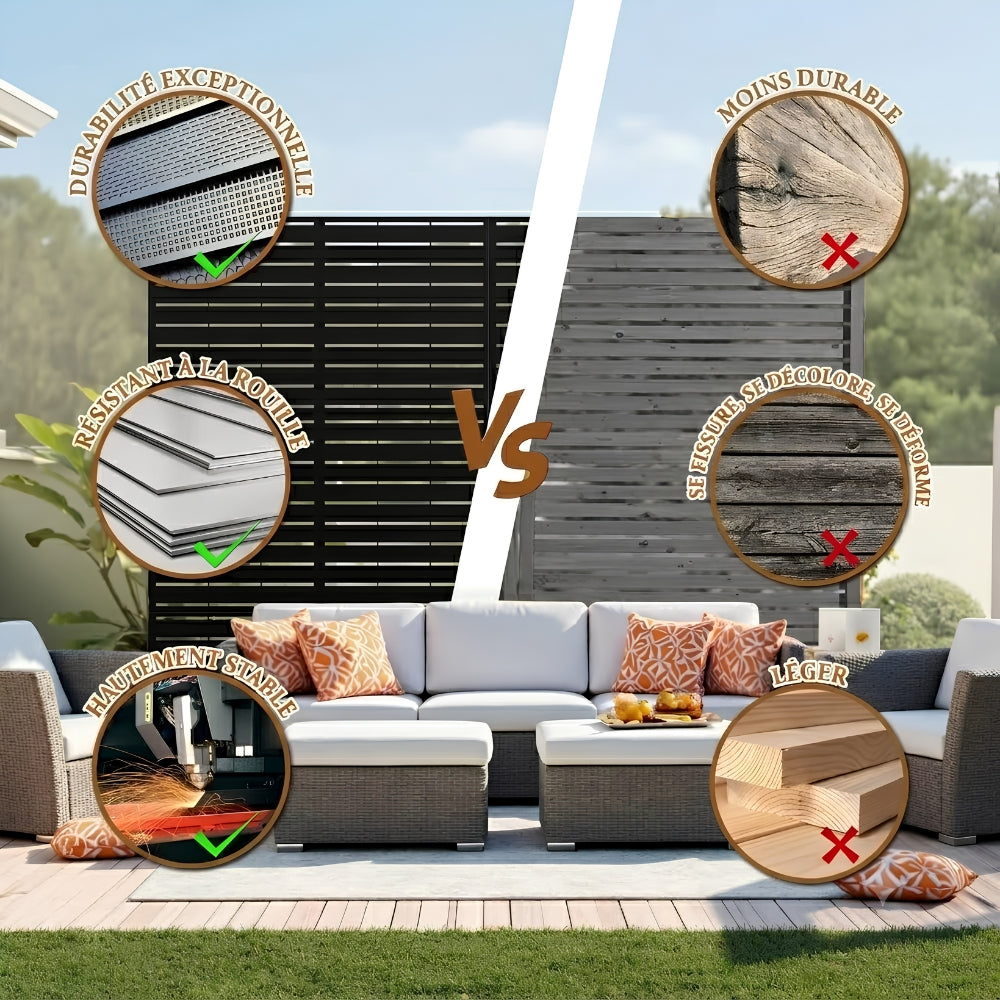 Paravent Acier Modulable Noir 180×100 cm