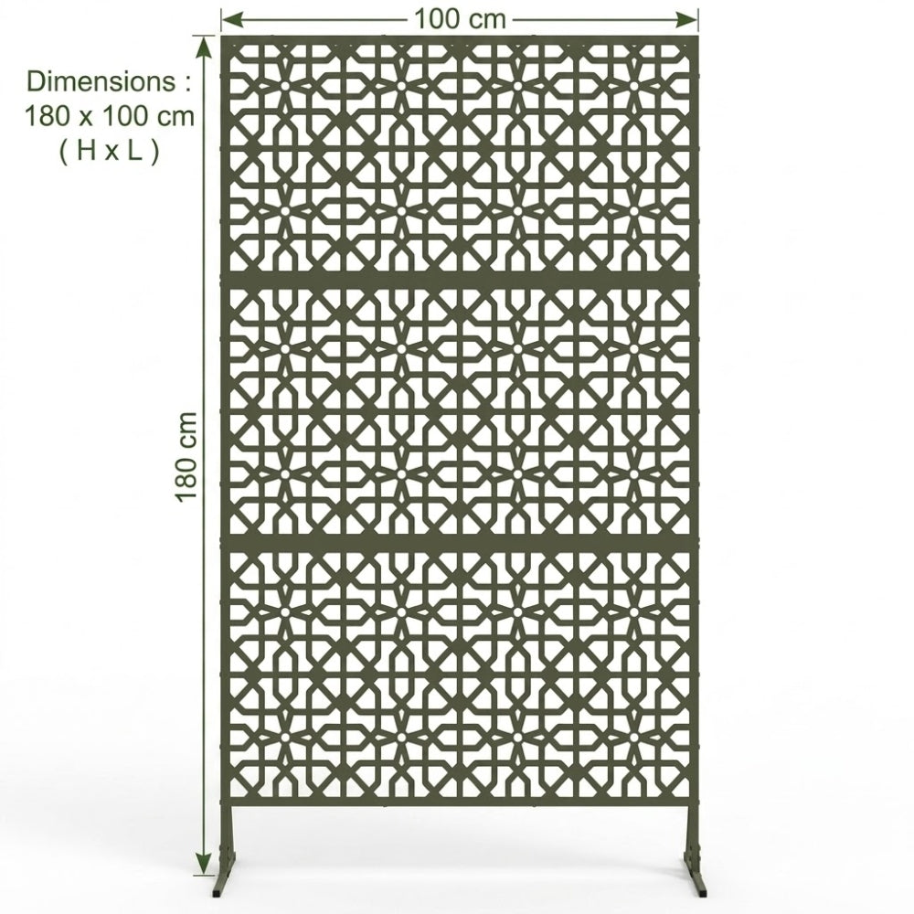 Paravent Acier Olive 100 × 180 cm — Séparateur Design Moderne Terrasse & Jardin