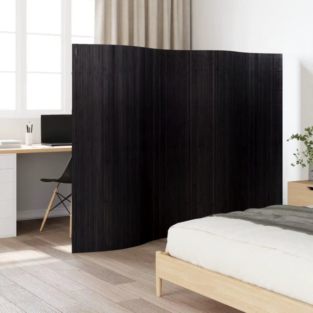 Paravent Bambou Grand Format Noir 165×600 cm — Modulable