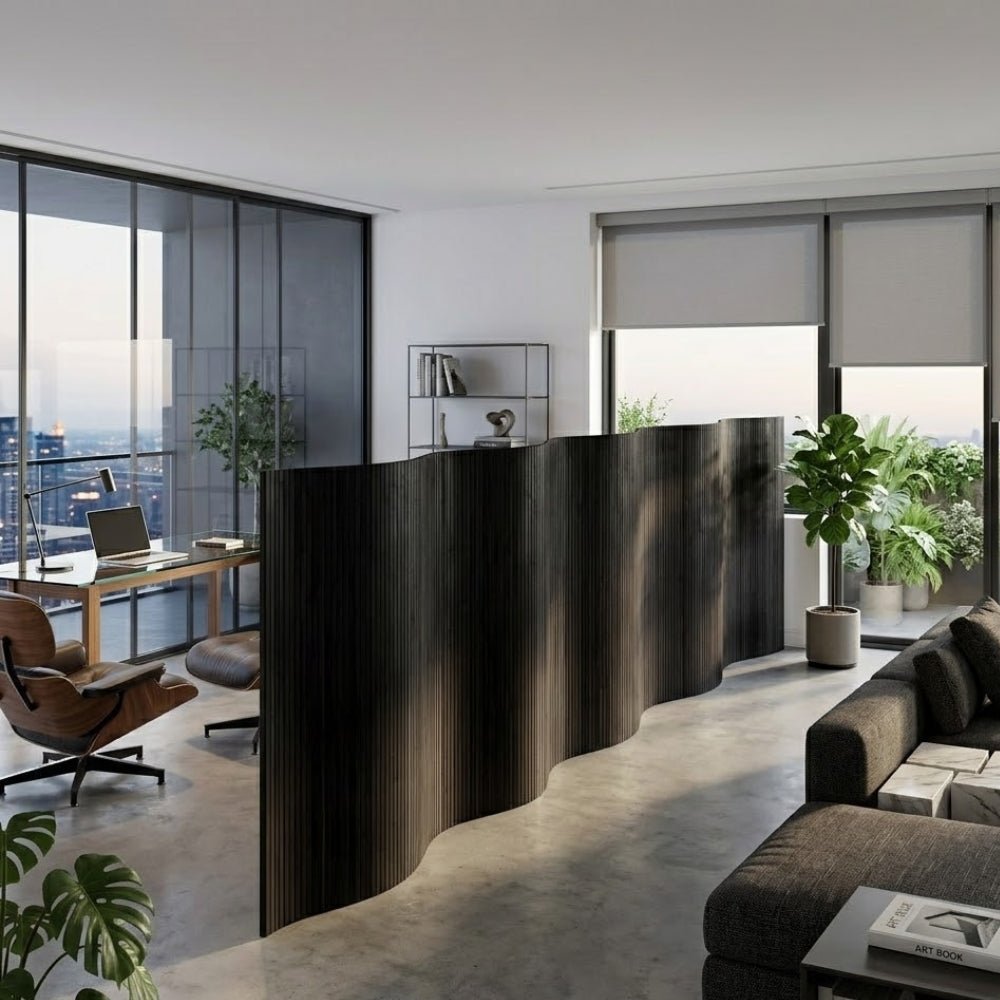 Paravent Bambou Grand Format Noir 165×600 cm — Modulable