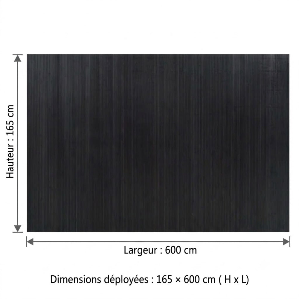 Paravent Bambou Grand Format Noir 165×600 cm — Modulable