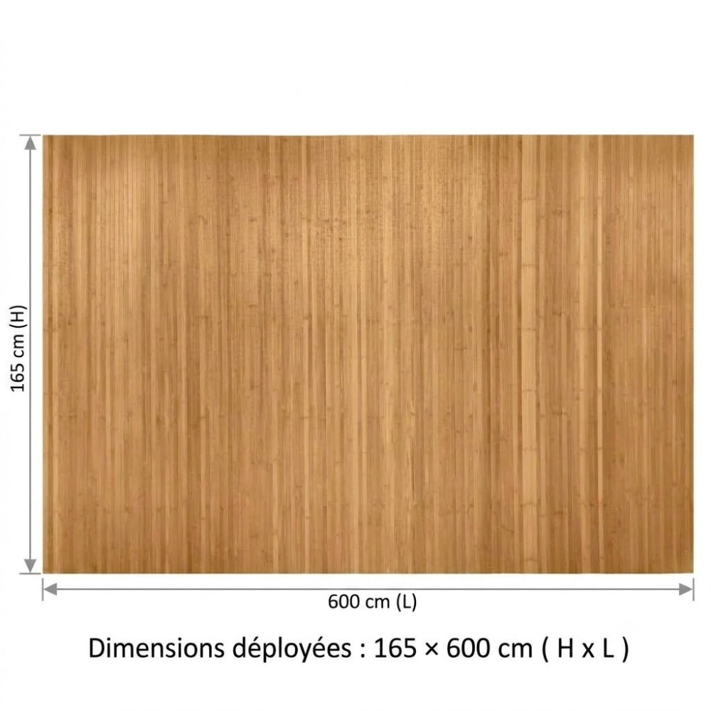 Paravent Bambou Grand Format Bois Foncé 165×600 cm — Modulable
