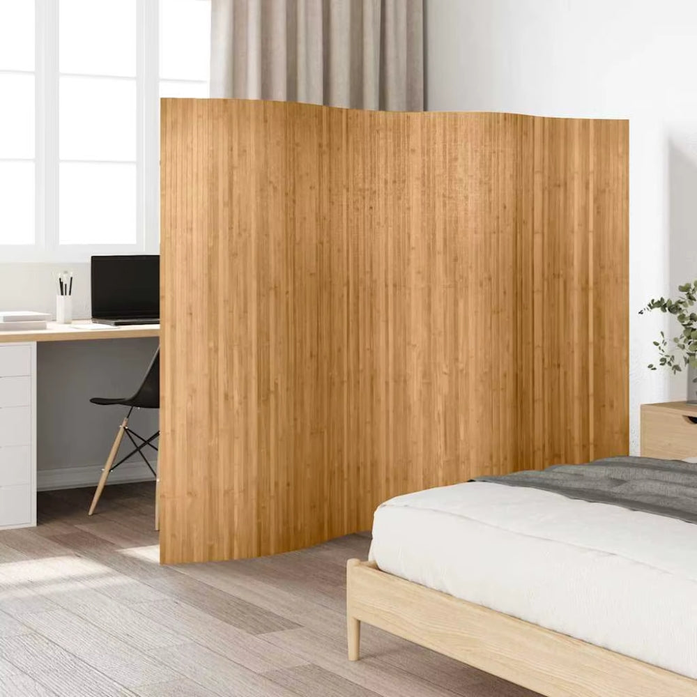 Paravent Bambou Grand Format Bois Foncé 165×600 cm — Modulable
