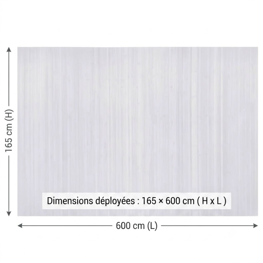Paravent Bambou Grand Format blanc 165×600 cm — Modulable