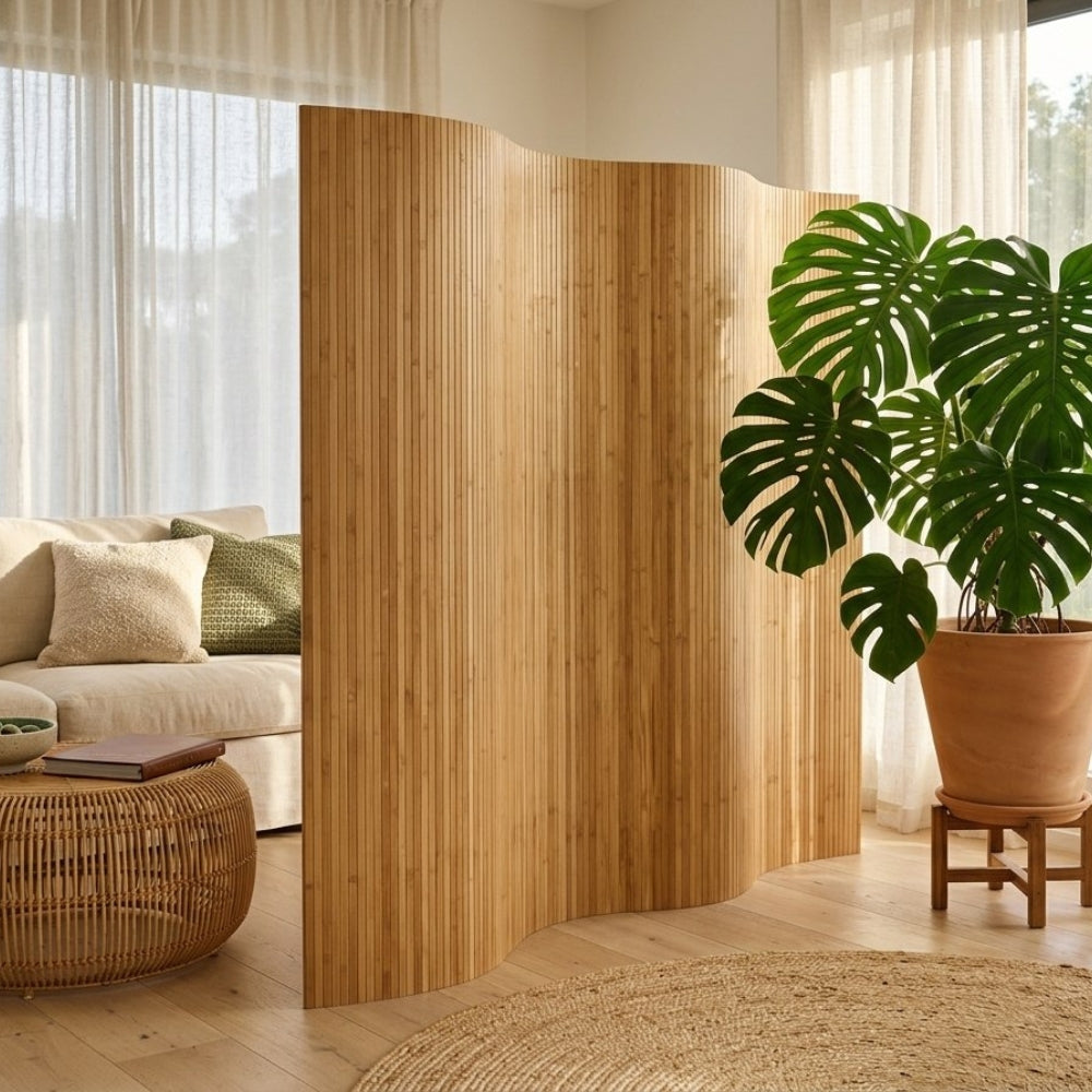 Paravent Bambou Naturel Pliable 250×165 cm — Modulable