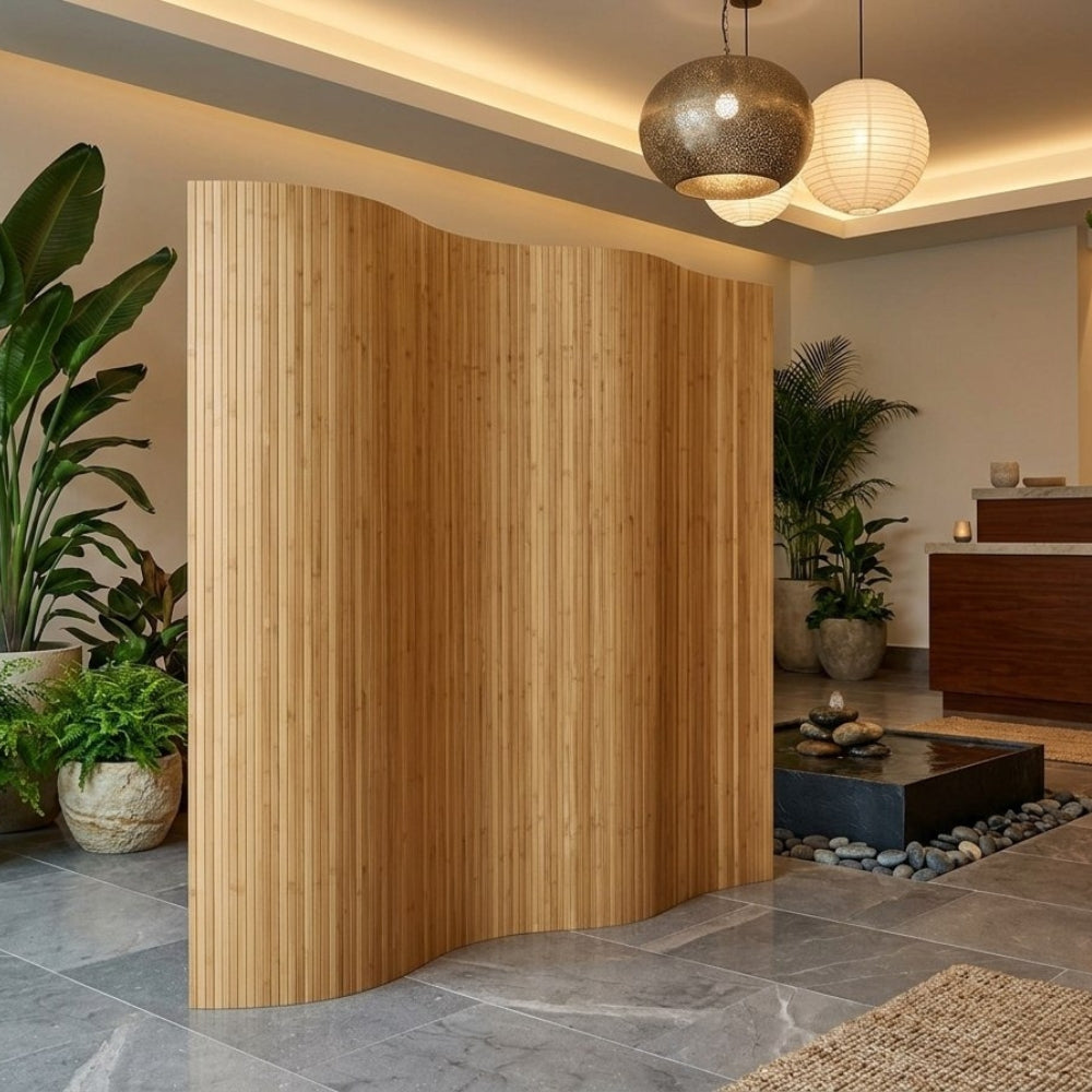 Paravent Bambou Naturel Pliable 250×165 cm — Modulable