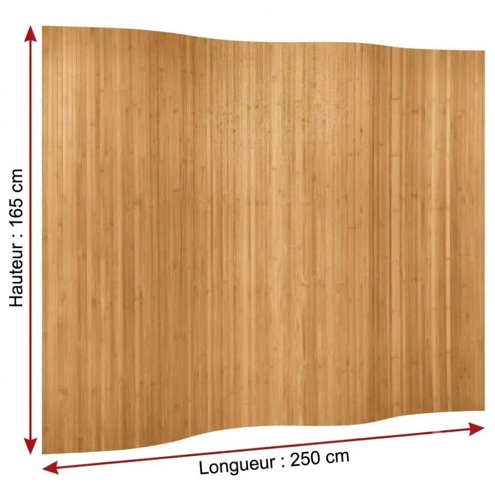 Paravent Bambou clair Pliable 250×165 cm