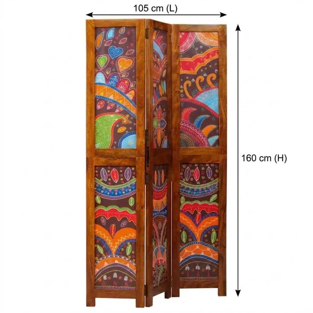 Paravent Bois d'Acacia Naturel Miel 105×160 cm — Salon & Bureau