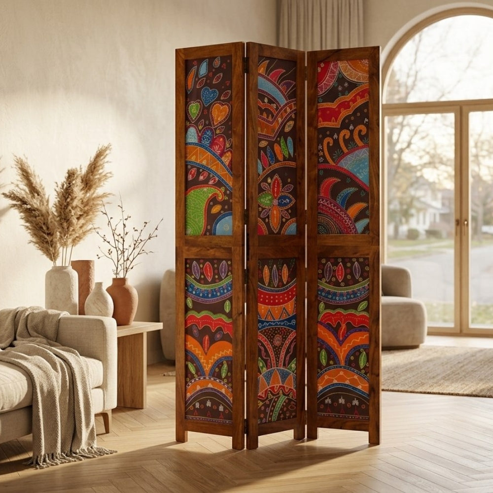 Paravent Bois d'Acacia Naturel Miel 105×160 cm — Salon & Bureau