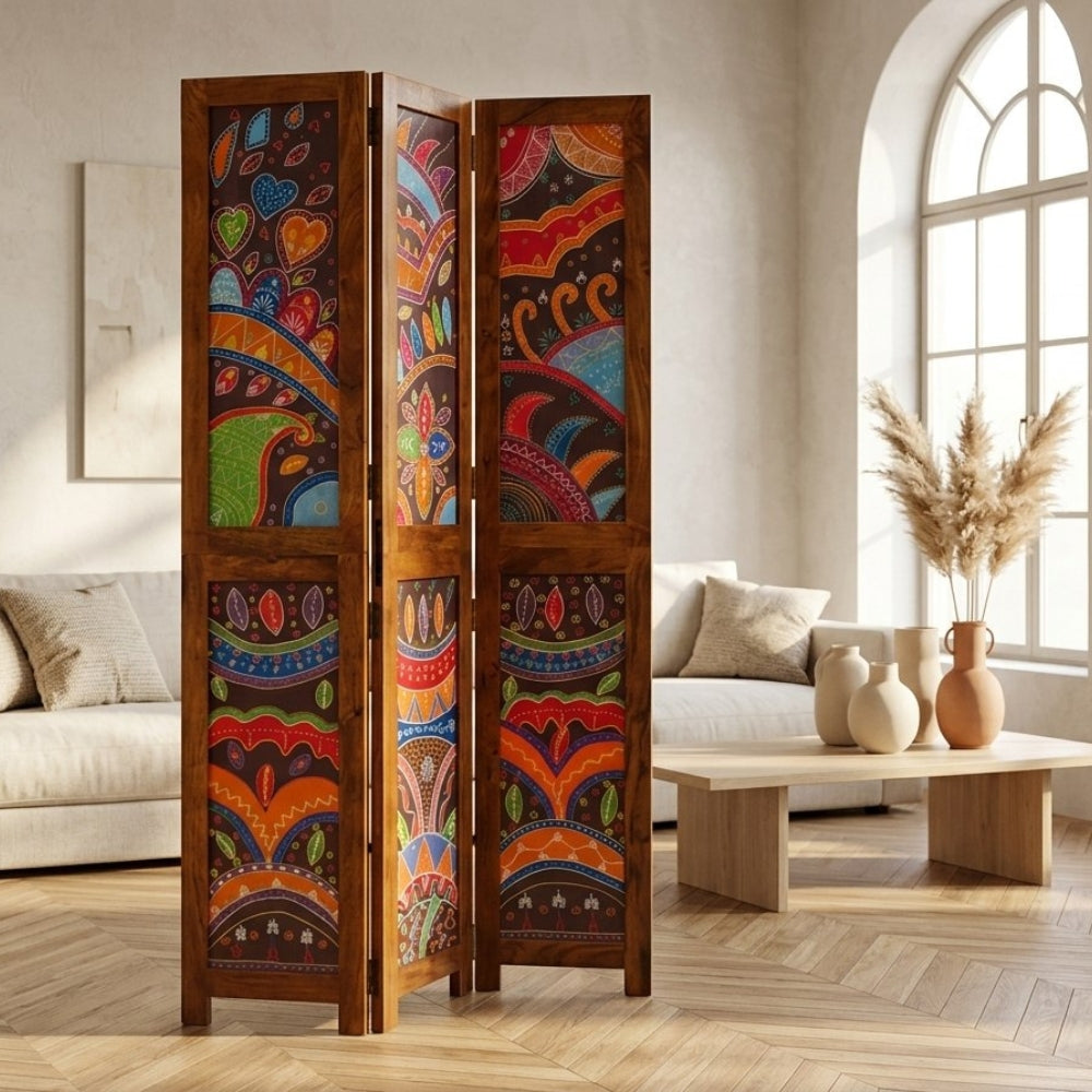 Paravent Bois d'Acacia Naturel Miel 105×160 cm — Salon & Bureau