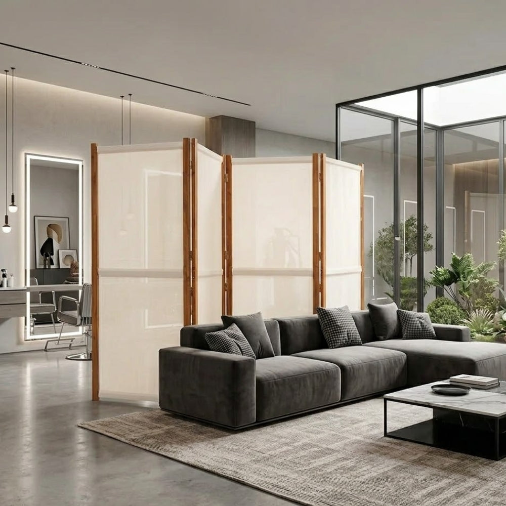 Paravent Cloison 4 Panneaux Gris Clair 280×180 cm