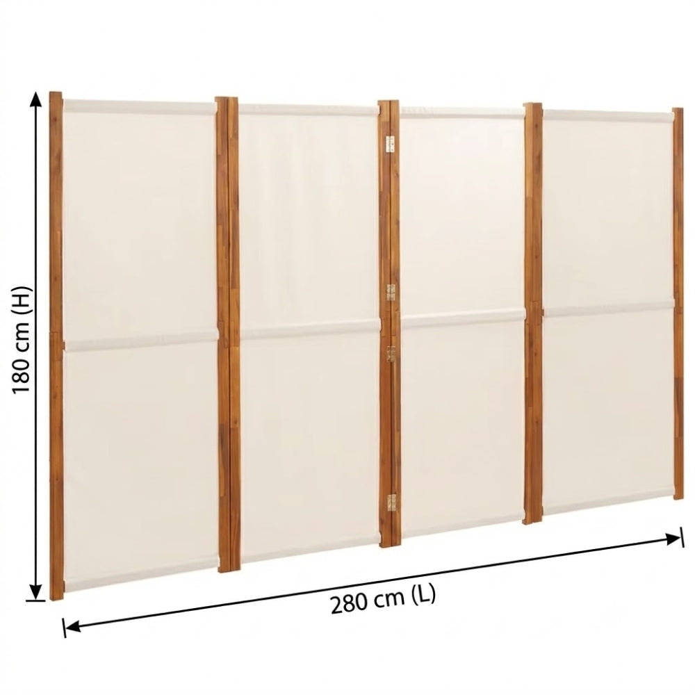 Paravent Cloison 4 Panneaux Gris Clair 280×180 cm
