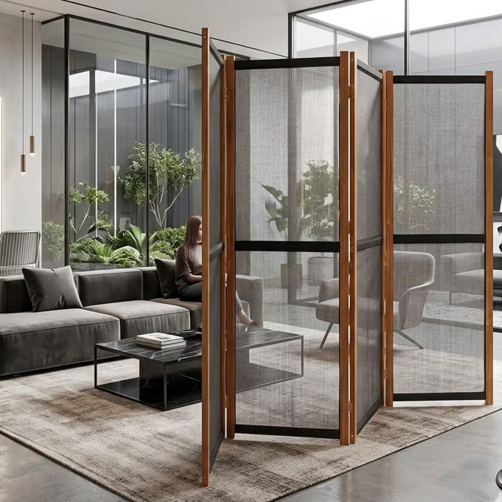 Paravent Cloison 4 Panneaux Noir 280×180 cm