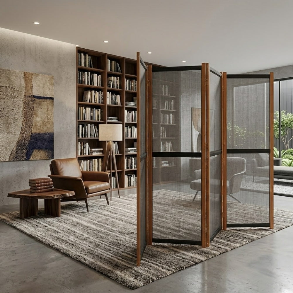 Paravent Cloison 4 Panneaux Noir 280×180 cm
