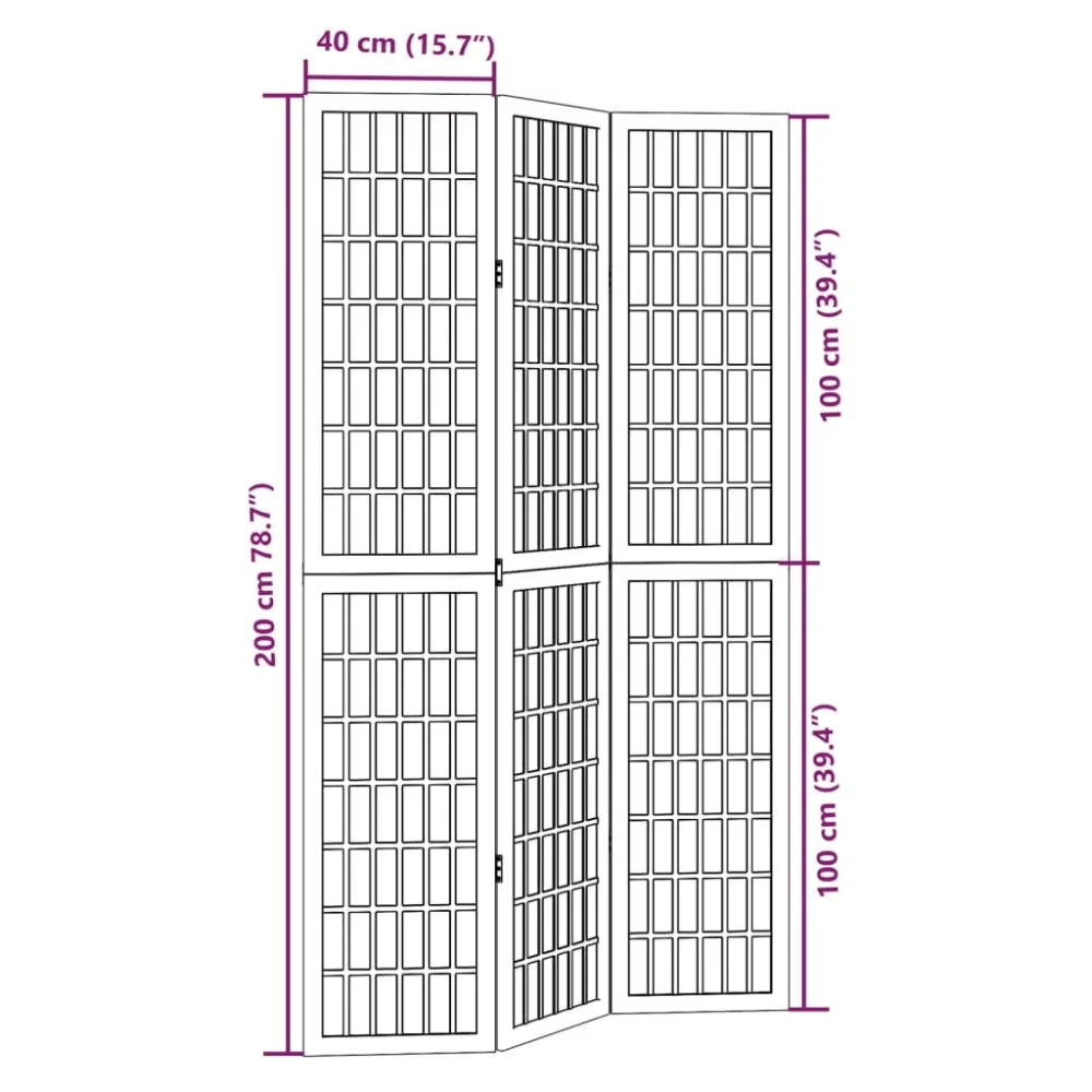 Paravent en Bois de Paulownia Noir — 3 ou 4 Panneaux, Hauteur au Choix