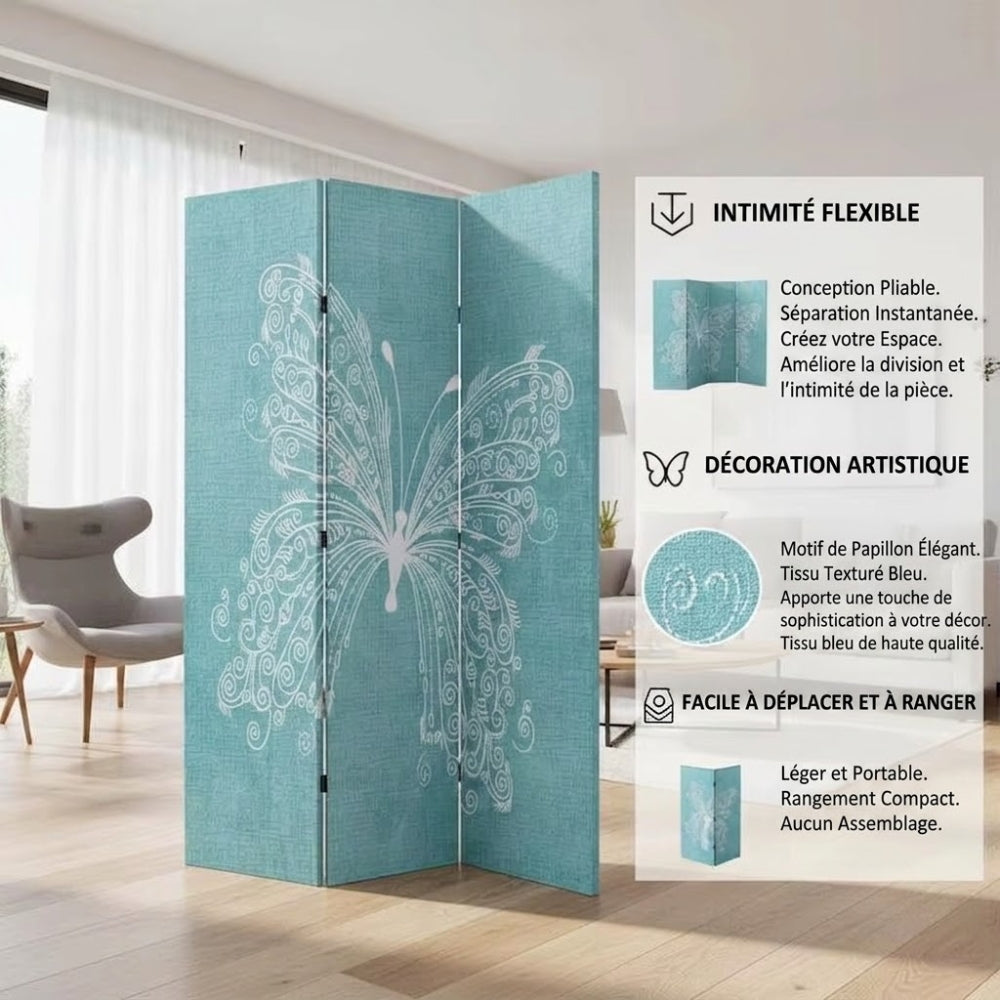 Paravent Imprimé Motif Papillons — Décoration Artistique, Largeur au Choix