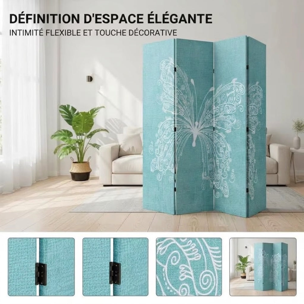 Paravent Imprimé Motif Papillons — Décoration Artistique, Largeur au Choix