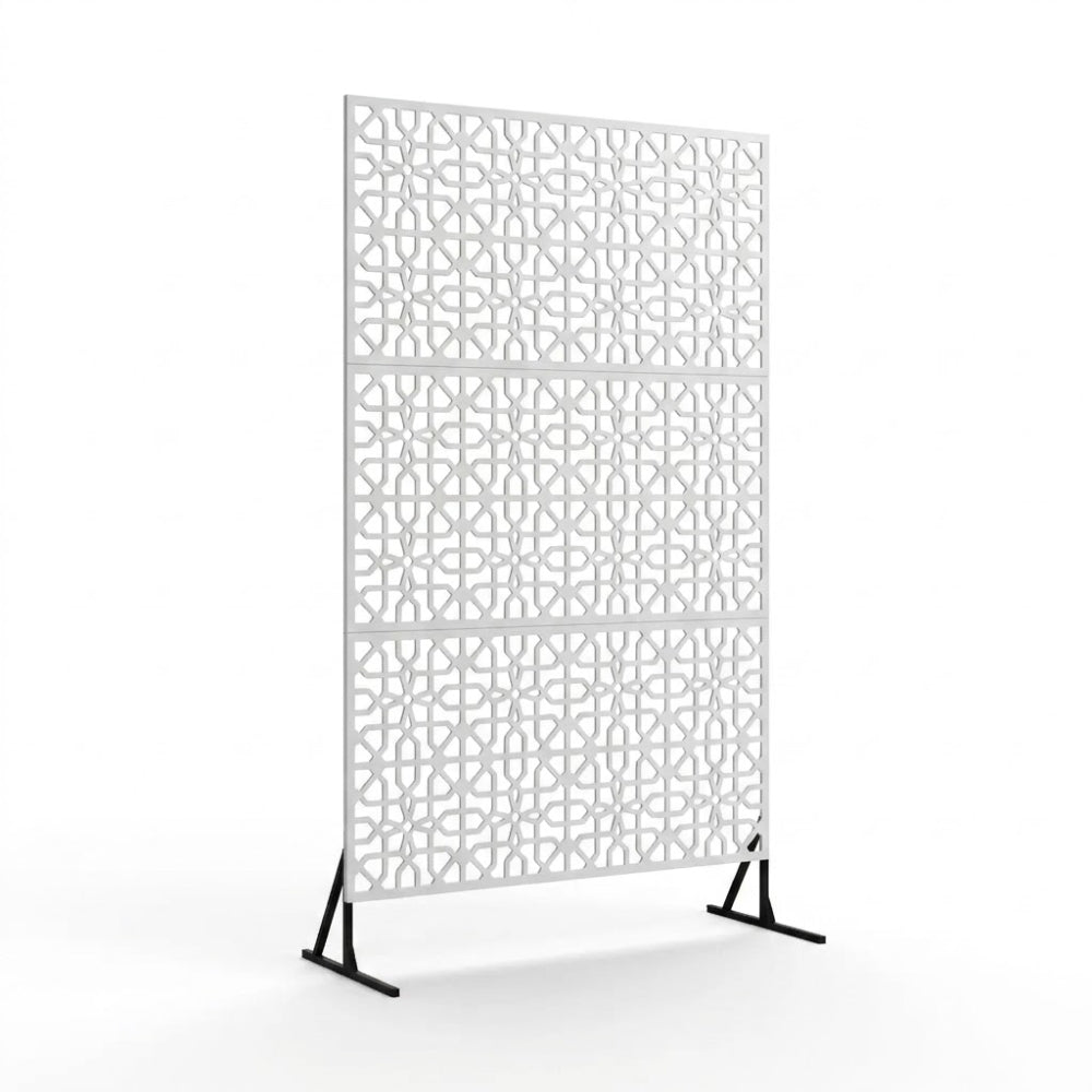 Paravent Métal Acier Gris — Cloison Design 3 Panneaux 180 cm