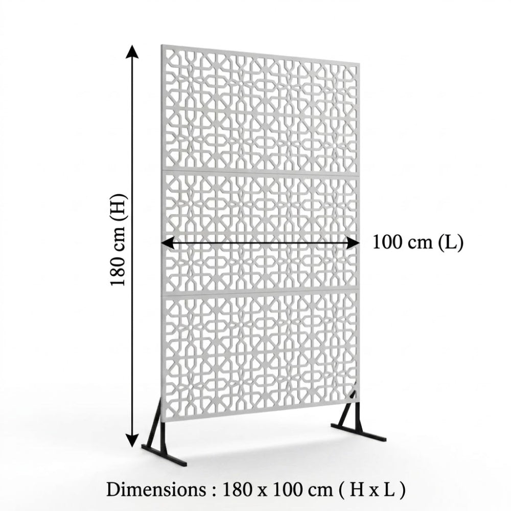 Paravent Métal Acier Gris — Cloison Design 3 Panneaux 180 cm