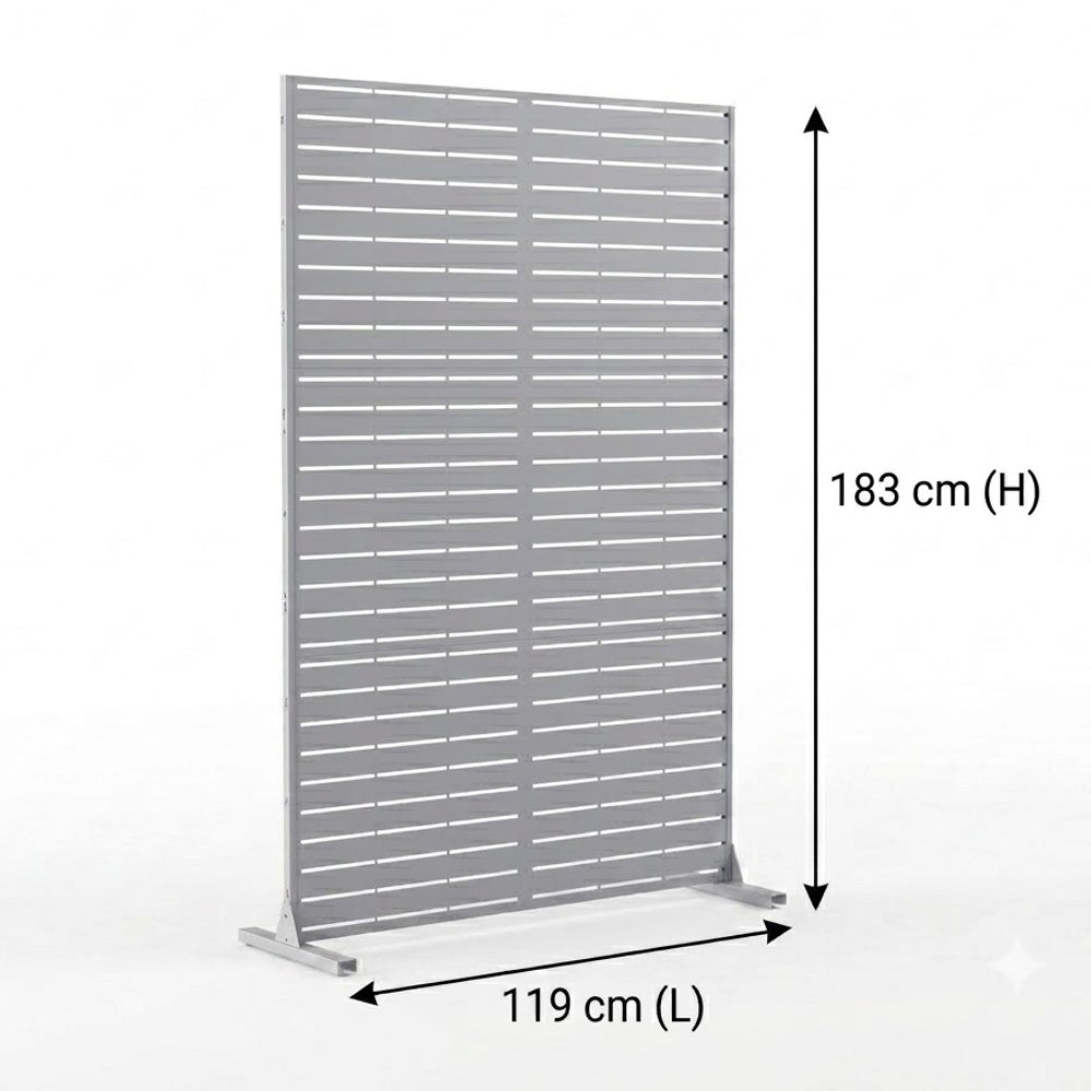 Paravent Métal Extérieur 183 cm — Lamelles Blanches, Autoportant, Terrasse & Balcon