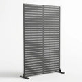 Paravent Métal Extérieur 183 cm — Lamelles Noires, Autoportant, Terrasse & Balcon