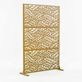 Paravent Métal Extérieur 183 cm — Motif Feuilles Brun, Autoportant, Balcon & Terrasse