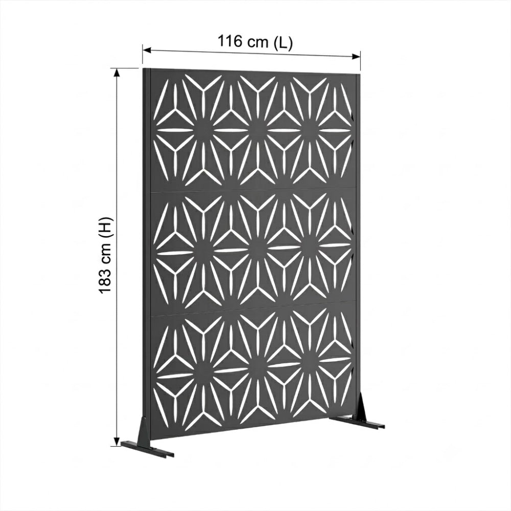 Paravent Métal Outdoor Autoportant Noir — Clôture Décorative Modulable Extérieur