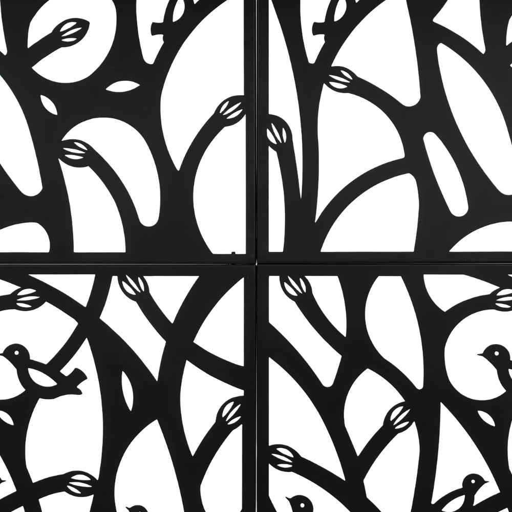 Paravent Motif Oiseaux Noir 115×183 cm — Intérieur & Extérieur