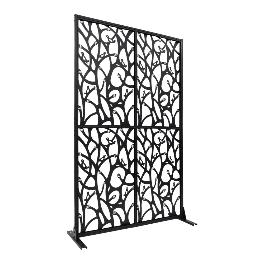 Paravent Motif Oiseaux Noir 115×183 cm — Intérieur & Extérieur