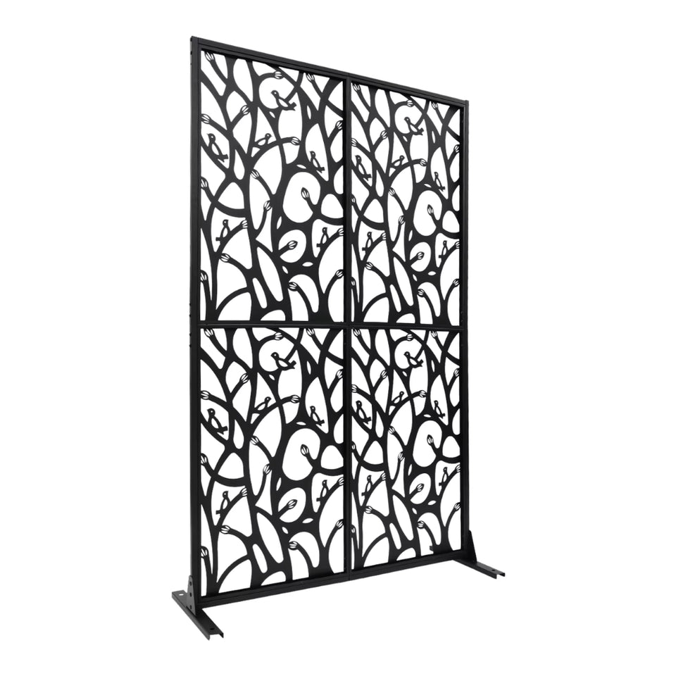 Paravent Motif Oiseaux Noir 115×183 cm — Intérieur & Extérieur