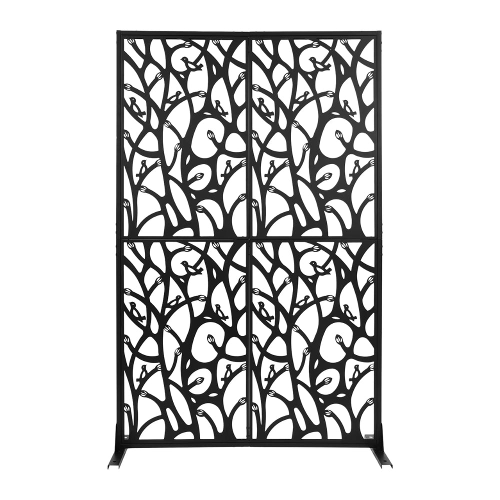 Paravent Motif Oiseaux Noir 115×183 cm — Intérieur & Extérieur