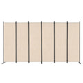 Paravent Pliable Tissu Beige — 6 Panneaux 336×181 cm