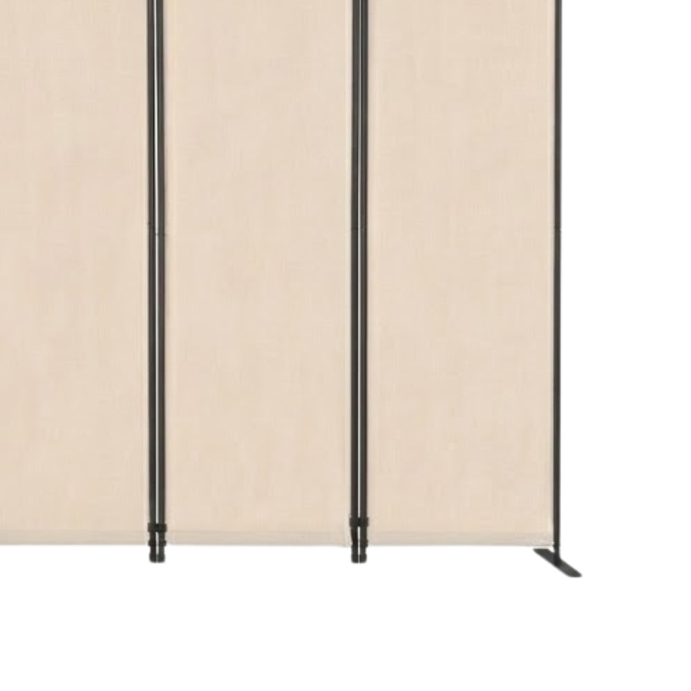 Paravent Pliable Tissu Beige — 6 Panneaux 336×181 cm