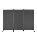 Paravent Pliable Tissu Gris — 3 Panneaux 260×184 cm
