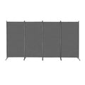 Paravent Pliable Tissu Gris — 4 Panneaux 346×184 cm