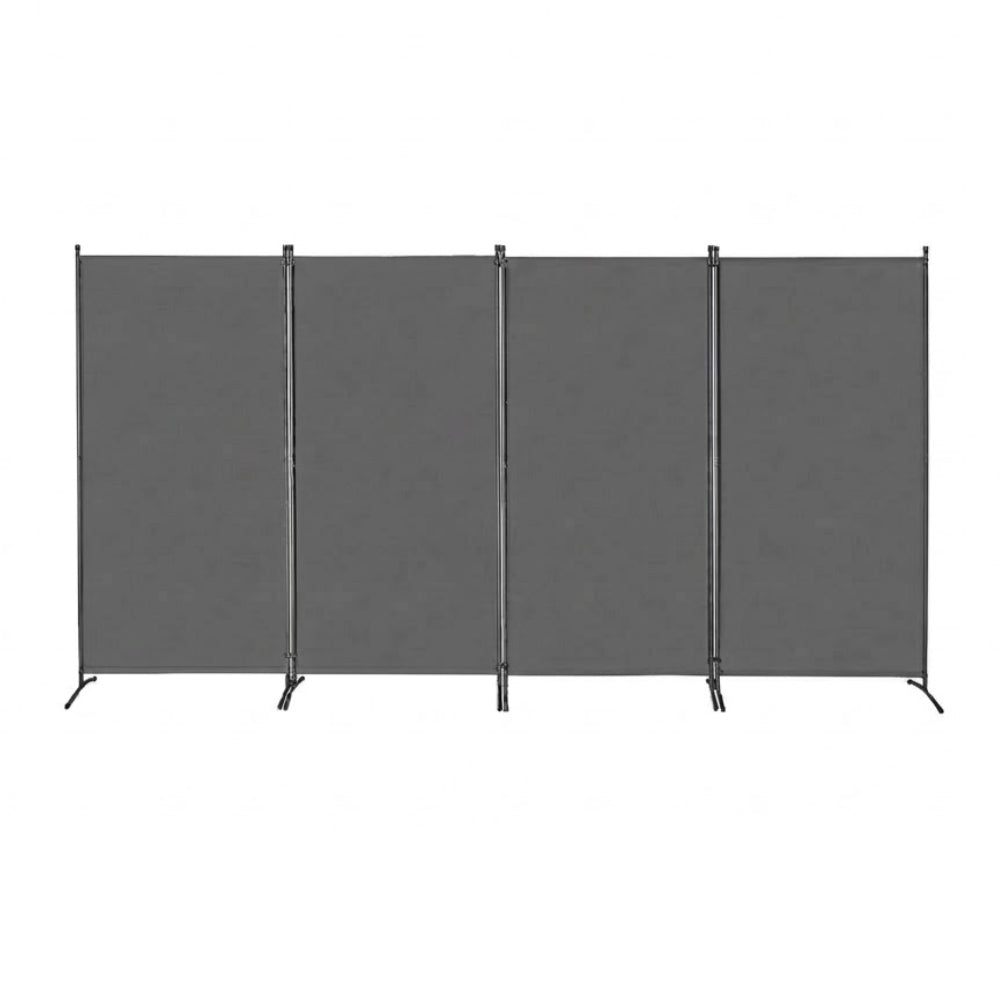 Paravent Pliable Tissu Gris — 4 Panneaux 346×184 cm