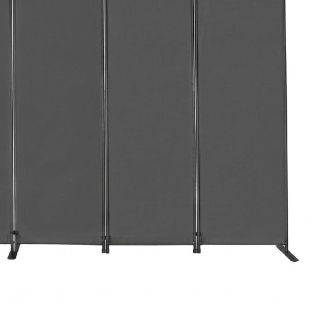 Paravent Pliable Tissu Gris — 6 Panneaux 336×181 cm