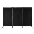 Paravent Pliable Tissu Noir — 3 Panneaux 260×184 cm