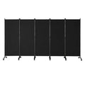 Paravent Pliable Tissu Noir — 4 Panneaux 346×184 cm