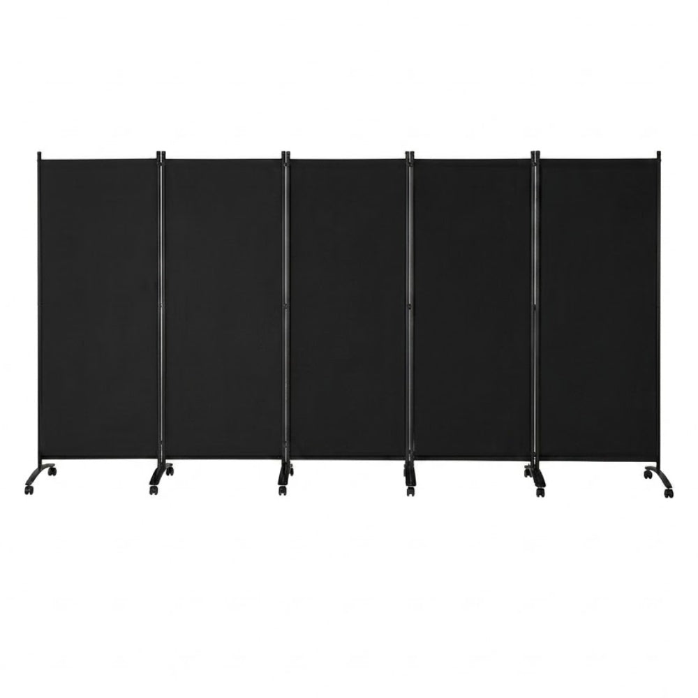 Paravent Pliable Tissu Noir — 4 Panneaux 346×184 cm