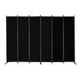 Paravent Pliable Tissu Noir — 6 Panneaux 336×181 cm