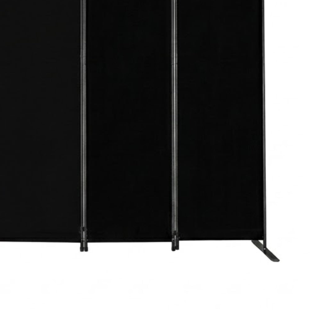 Paravent Pliable Tissu Noir — 6 Panneaux 336×181 cm